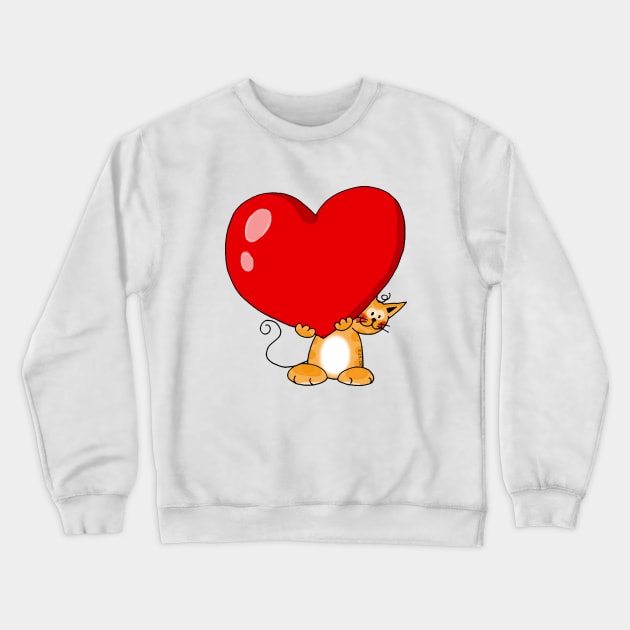 cat love heart Crewneck Sweatshirt by cartoonygifts